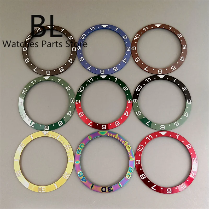 

BLIGER 38mm Ceramic Watch Bezel Black Green Red Blue Brown Multicolor Insert Fit 40mm/41mm Watch Case Replacement Watch Parts