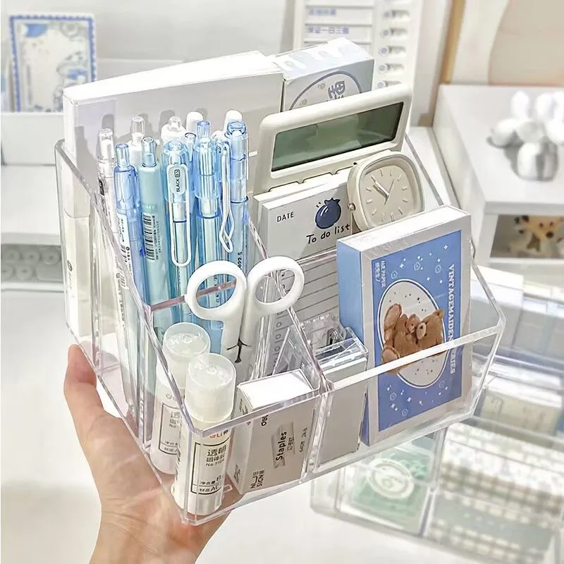 Boîte De Rangement Transparente Pour Stylos - Capacité 10 Stylos, Plastique Clair, Idéal Étudiant Ou Bureau, Dimensions 18 X 15,7 Cm - 13