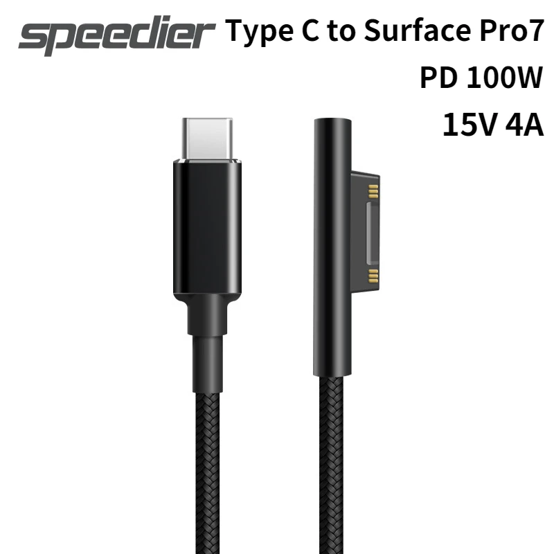 15V 4A Usb Type-C Power Supply For Microsoft Surface Pro 7 6 Go Pd 100W Charging Data Adapter Braided Cable Fast Charger Tablet