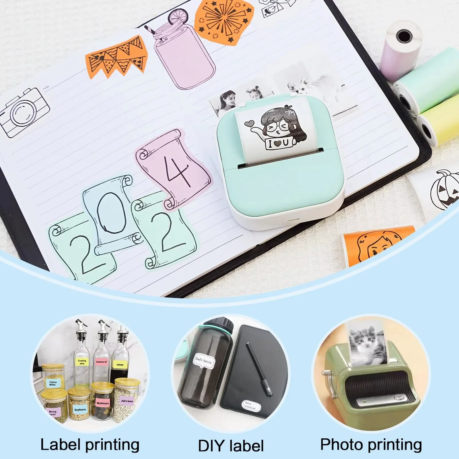 Thermal Printer Paper Mini Self-adhesive Label Printer Paper Compatible With T02/M02/M02/M02SPRO/M04AS/M04S Mini Thermal Printer