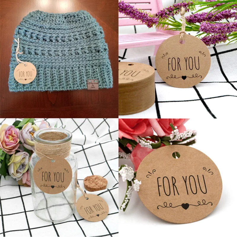 100pcs Round Kraft Paper Tags Gift Label Tags Handmade Tags DIY Wedding Party Decor Candle Plaster Craft Gifts Packaging Suppllies