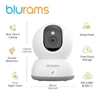 blurams Indoor Security Camera 2K, Home Security Camera for Dog/Baby Monitor/Elder, Security Camera with One-Touch Call, Color N 1