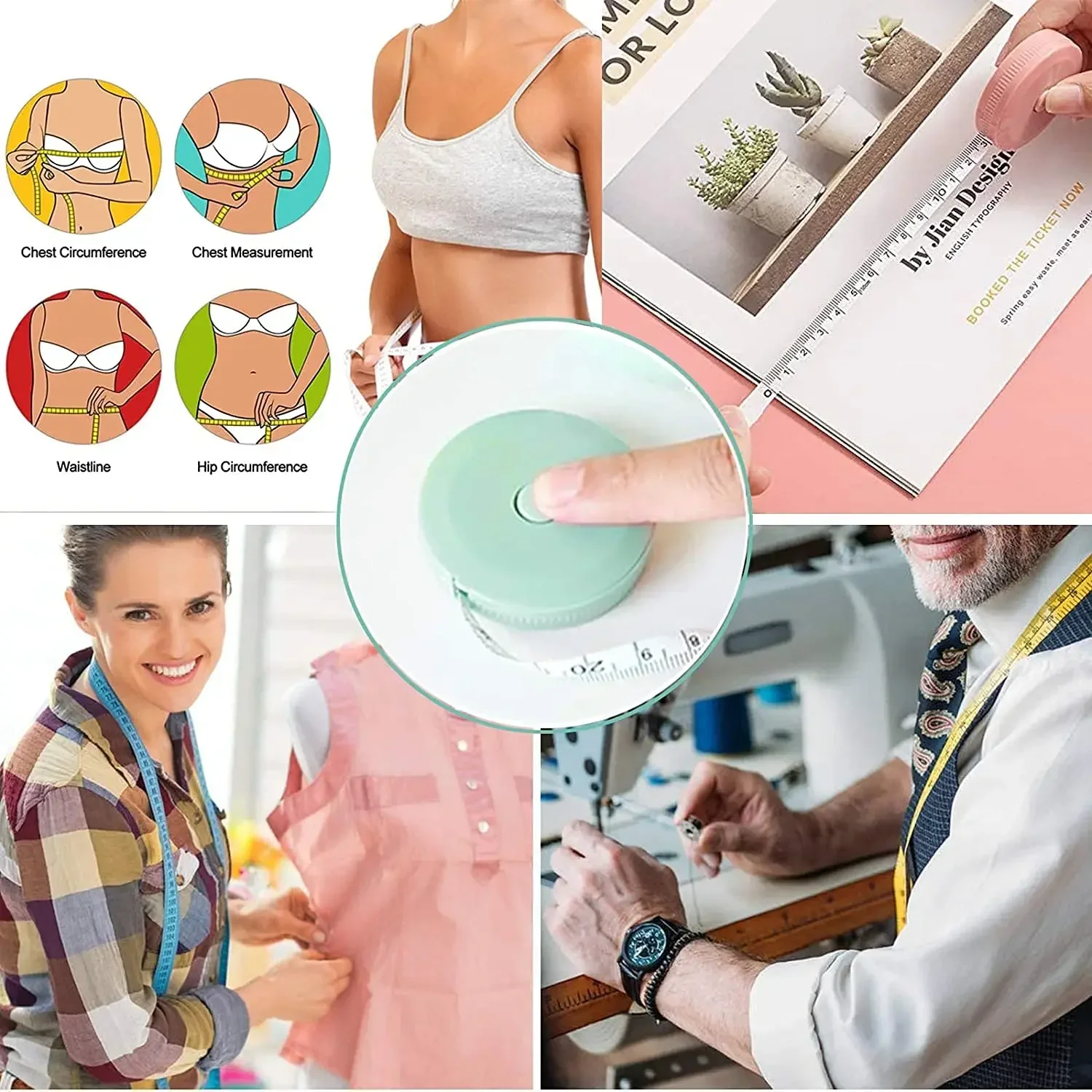 마카롱 컬러 소프트 줄자, 체중 감량, 의료용 신체 측정, 재단사 측정, 옷 허리 측정용 접이식 줄자