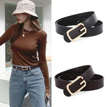 

Belt Women's Leather Simple Suit Black Smooth Buckle Fine Fashion Decorative Casual Belt Casual