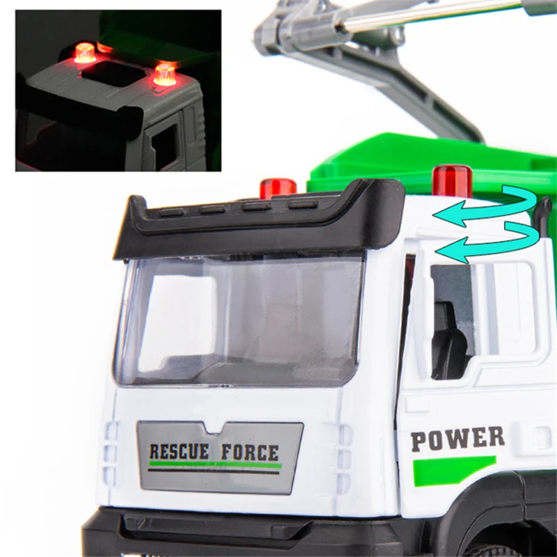 1/32 Garbage Collection Truck Car Model City Garbage Sorting Sanitation Clearing Vehicle Car Model Sound and Light Kids Toy Gift 5
