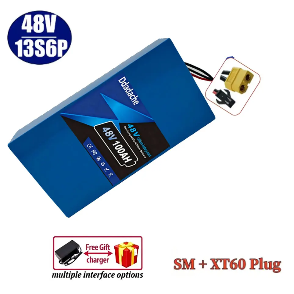 18650 Akkupack 13S6P Lithium-Akkupack 48V 100Ah 2000W Citycoco Roller Batterien mit Integriertem 50A BMS Anpassbarer Stecker – Detail 11
