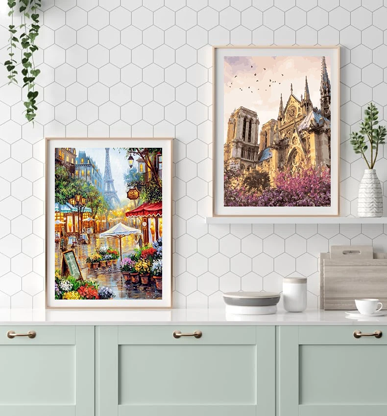 City Landscape Paint by Numbers Kits for Adults, DIY Hand Painted On  Canvas, Framed Oil Picture Drawing, Coloring By Number - AliExpress