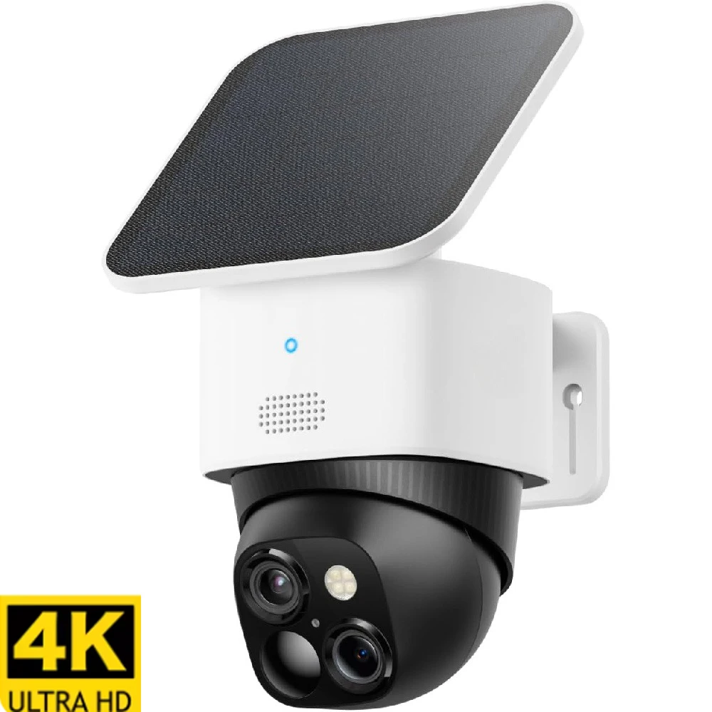 New 4K Dual Camera Solar Security Cameras Wireless Outdoor Cameras for Home Security 360°Coverage Pan & Tilt No Blind Spots 1