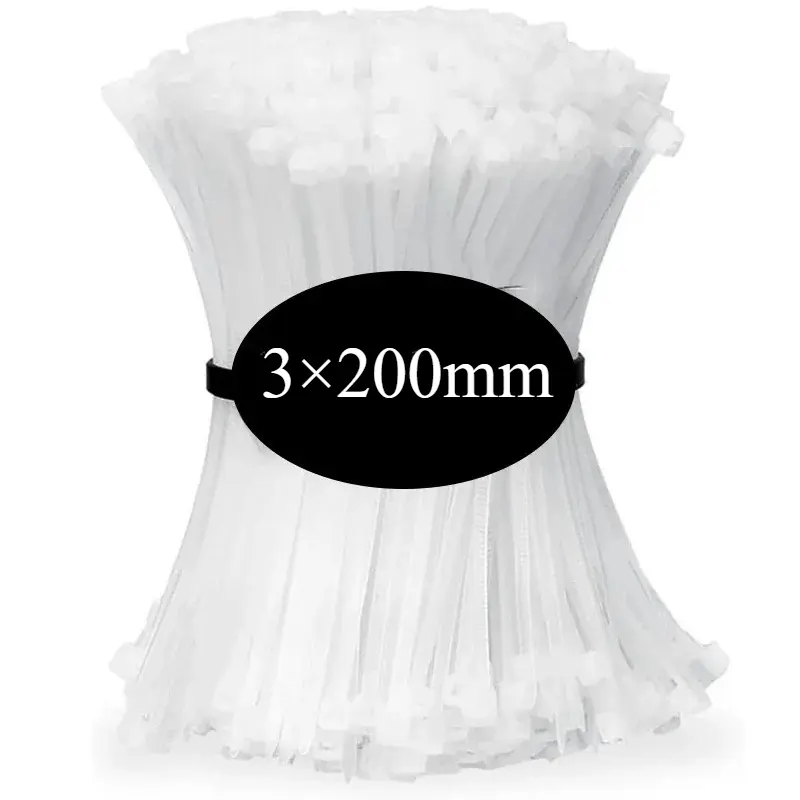 100 PCS Self-locking Plastic Nylon Tie Black Fastening Strap Cable-Tie-Set Cable Zip Tie Fastening Ring Zip Wraps Strap Tie image 9