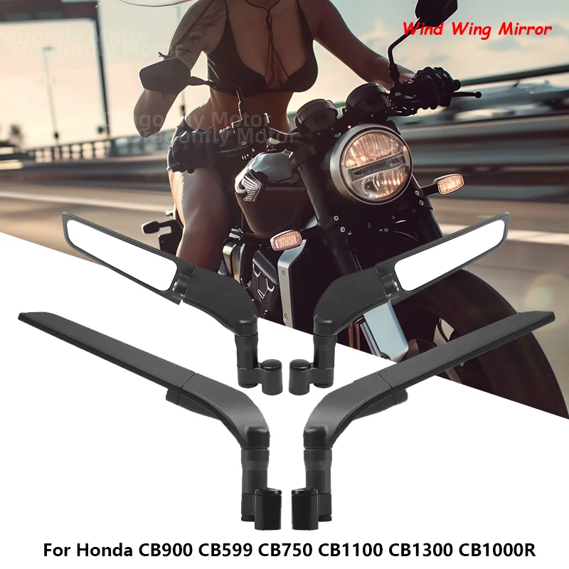 

For Honda CB900 CB599 CB750 CB1100 CB1300 CB1000R Universal Motorcycle Mirror Wind Wing side Rearview Reversing mirror