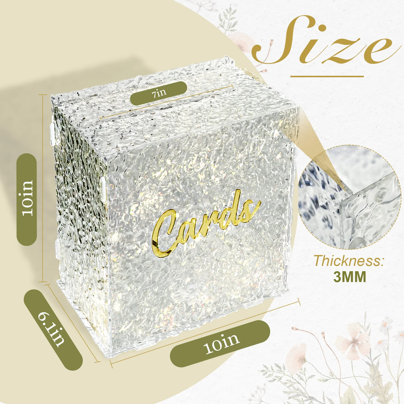 웨딩 카드 상자 아크릴 물 리플 모델, 0.3 두께 미러 로고: 카드 * 1, 라이트 스트링, 결혼, 2 m, 40 라이트