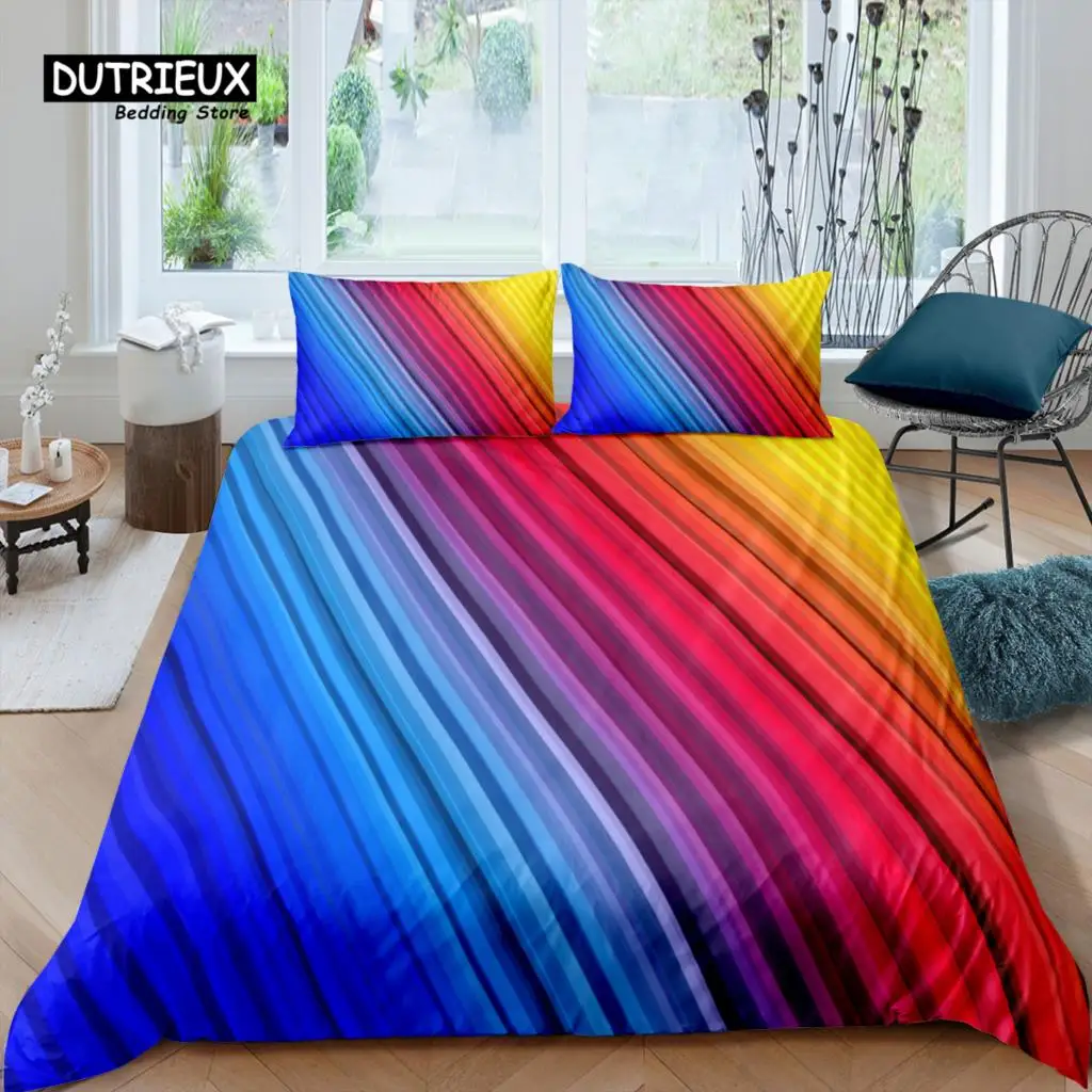 

Home Living Luxury 3D Colored Lines Bedding Set Stripe Duvet Cover Pillowcase Queen and King EU/US/AU/UK Size Comforter Bedding