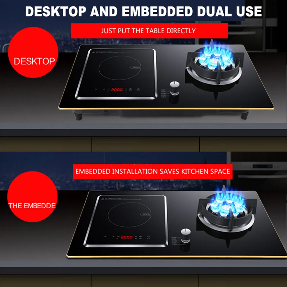 Household Gas Stove Induction Electric Cooker Kitchen Hob Dual-purpose Embedded Stove Gas Burner Double Induction Cooker