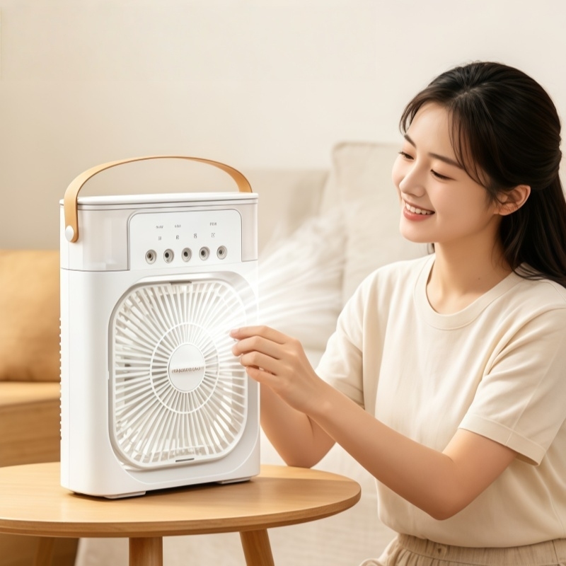 3 In 1 New Fan AIr Conditioner Household Small Air Cooler LED Night Light Portable Humidifier Air Adjustment Fan Office Home Fan