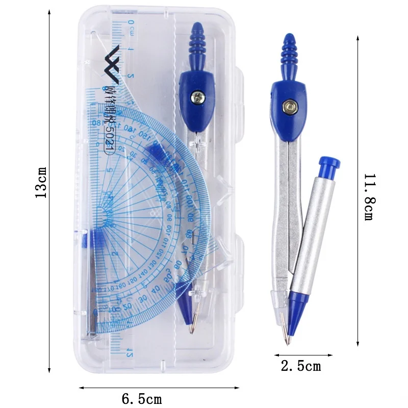 Math Sets 7Pcs Set Student Ruler Set Compass Ruler Geometric Professional Drawing Tools Boxed Compass