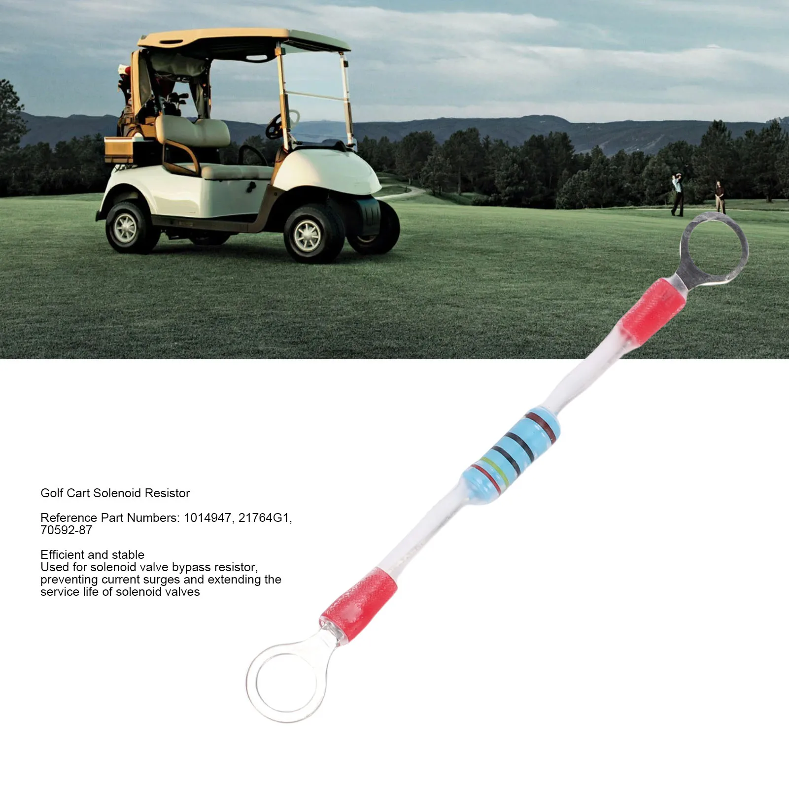 2pcs Golf Cart Solenoid Resistor 1014947 Excellent Electrical Conductivity Heatproof Housing Replacement for EZGO 1990 and Later