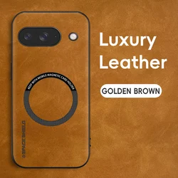Magnetic Wireless Charging Leather Phone Case - Magsafe Compatible - Protective Cover - Google Pixel 8 Pro (Borwn)
