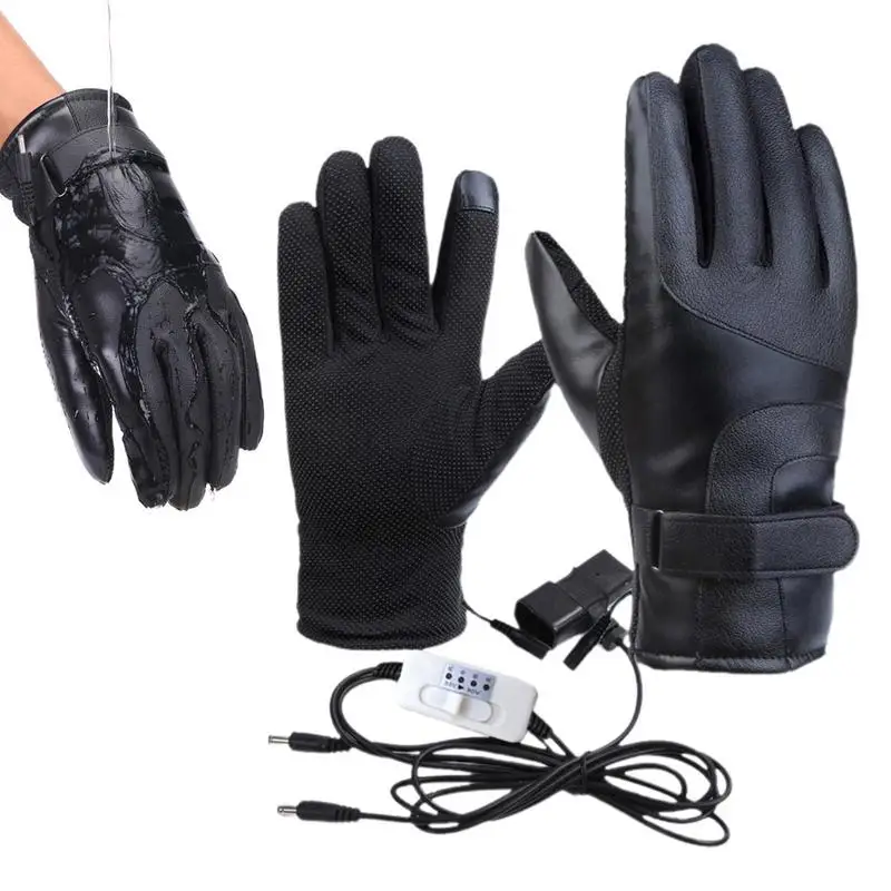 

Motorcycle Heated Gloves 2pcs Waterproof Motorcycle Hand Gloves Outdoor Sports Hand Warmers Adjustable Plug and Play Hot Hands