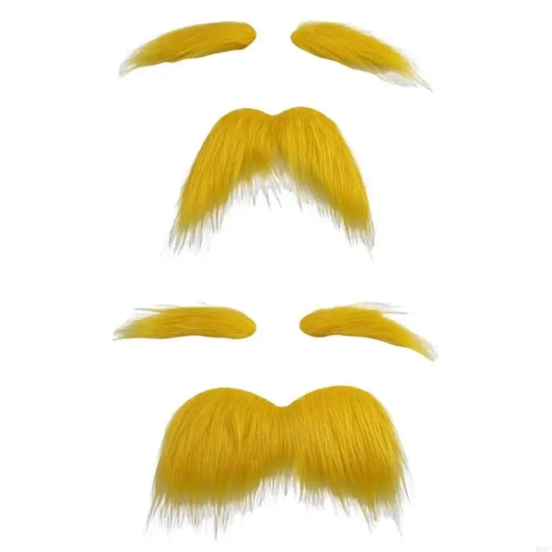W8KF Novelty Mustache Eyebrows Set for Men Women, Fake Beard Mustache Fake Eyebrows Halloween Cosplay Costume Accessories