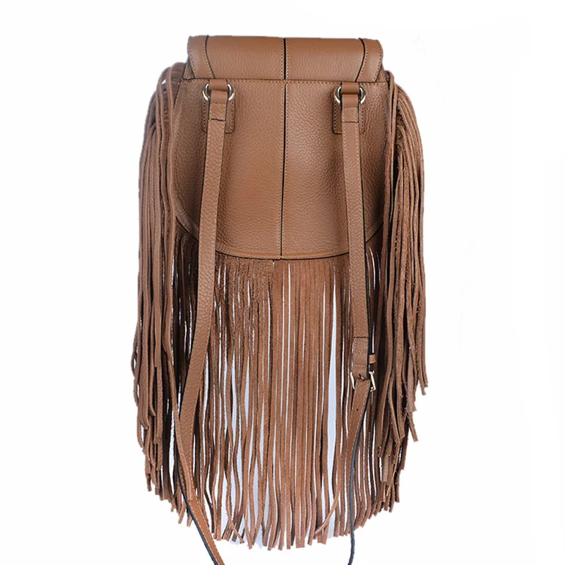Genuine Leather Women's Handbags casual Purse Ladies tassel Shoulder bag Soft leather Crossbody Bags