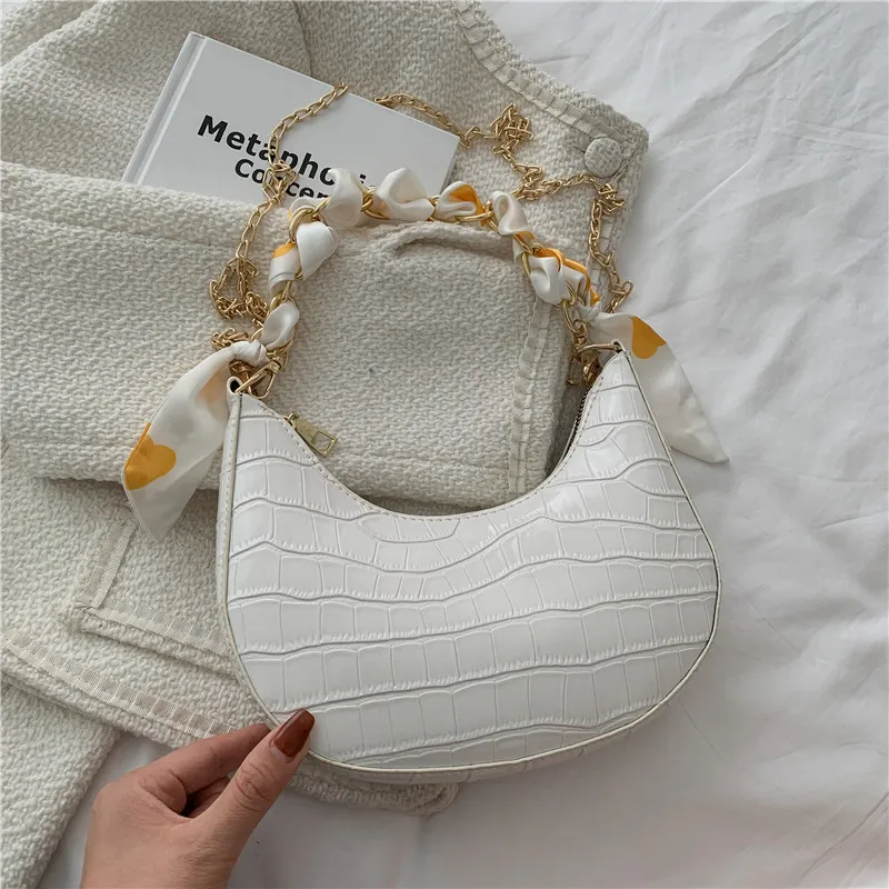 9 Colors Stone Pattern Bags 2022 New Fashion Chain Portable Women Bag Single Shoulder Simple Crescent Bag