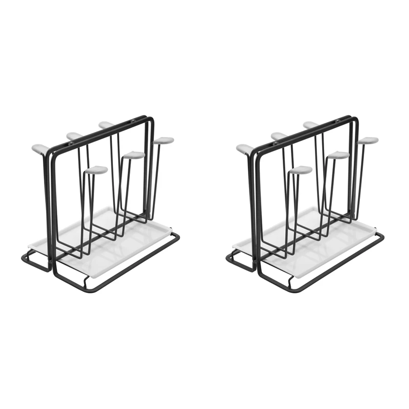 

2X 6 Bottle Dish Drainer Metal Bottle Holder, Drip Rack For Vessels With Drip Tray, For Sodastream,Air Up,Avent,