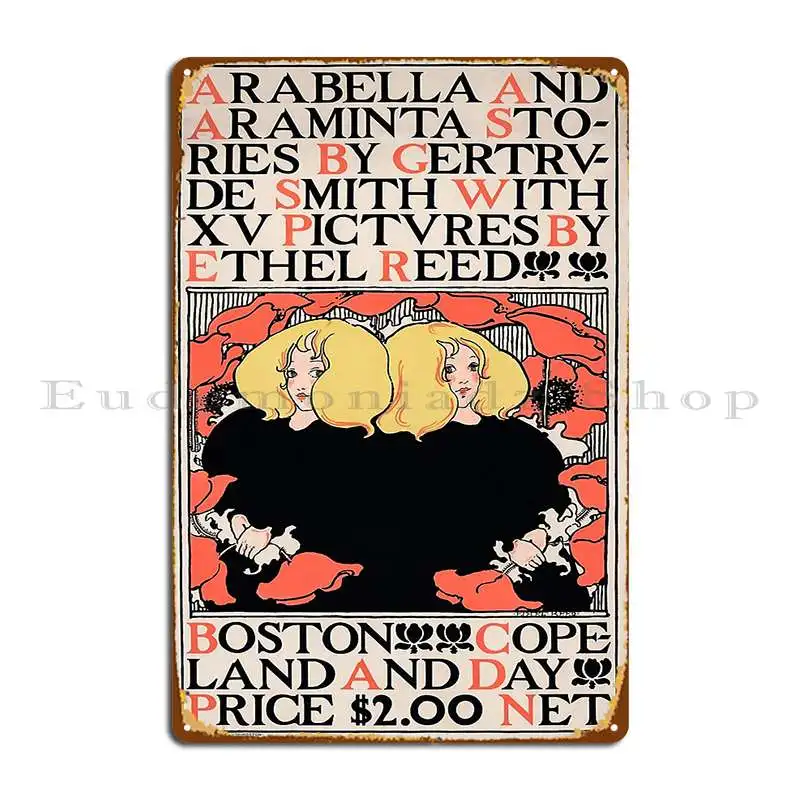 Arabella And Araminta Stories Vintage Art New 1895, металлические знаки, клуб Create Club вечерние Club, гостиная, жестяной плакат