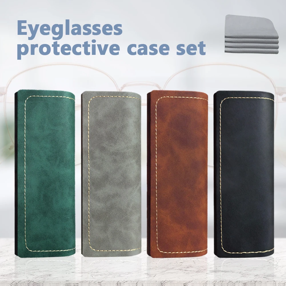 4Pcs Eyeglasses Protective Box PU Leather Portable Sunglasses Storage Case Magnetic Sun Glasses Hard Shell Eyewear Accessories