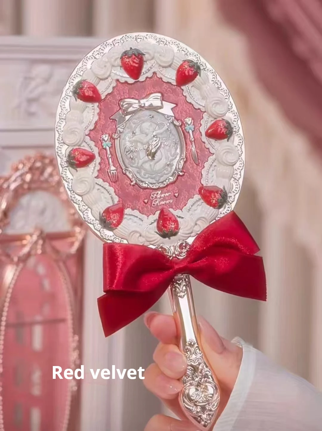 Strawberry Cupid Butterfly Cloud Collection - Portable Aesthetic Makeup Mirror by Flower Knows