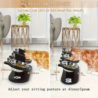 3-Tier Elevated Cat Bowl with Support Stands Wood & Stainless Steel Adjustable 15-Degree Angle Stand Slanted Pet Food Bowl 5