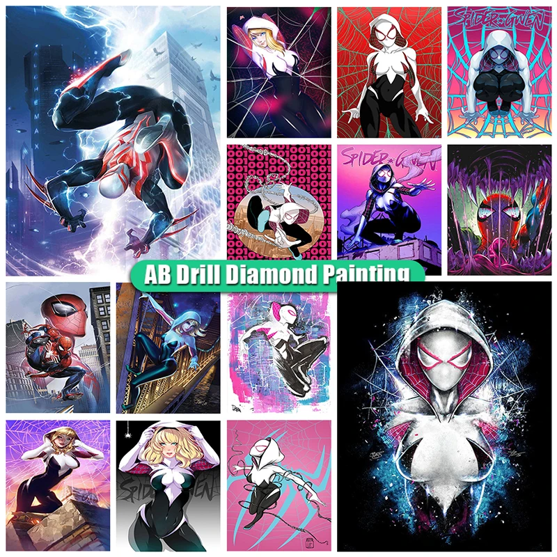 DIY 5D Spiderman Diamond Painting by Number Kits for Adults and Kids,12 x 16 inch Round Full Drill Crystal Rhinestone Embroidery Cross Stitch Arts