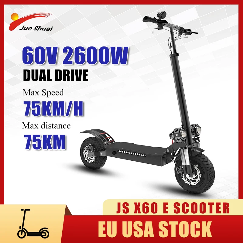 

JUESHUAI Electric Scooter X700 Electric Scooters 75KM Range Escooter Dual Motor 60V E Scooter with Seat Dual Disc Brake Foldable