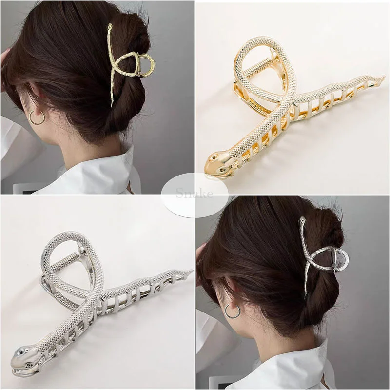 

Fashion Elegant Snake Metal Crab Hair Clips for Women Punk Vintage Hair Accessories for Girls Geometric Hair Clips 2022 Trendy