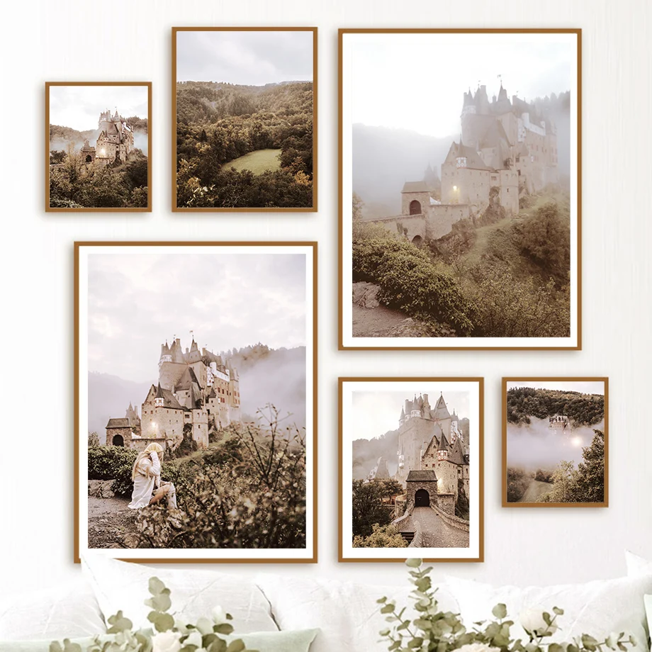 

Romantic Eltz Castle Mountain Forest Landscape Art Canvas Painting Nordic Posters And Prints Wall Pictures For Living Room Decor