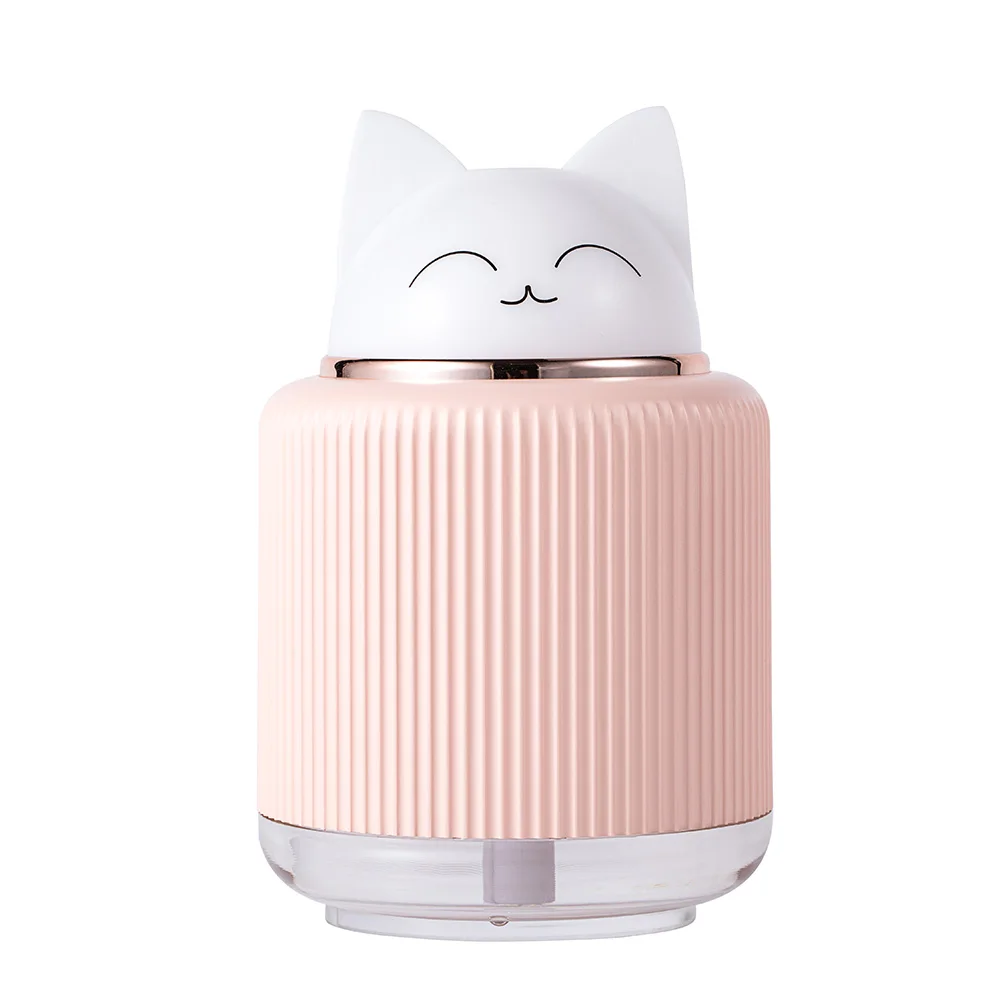 Mini Humidifier-Cute Cat Mist Humidifier for Kids Bedroom Small Ultrasonic humidifier for Home Car Office with USB 2 LED Colors