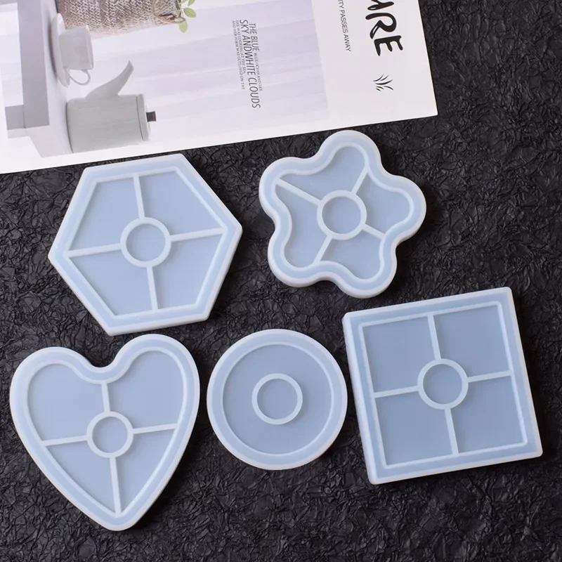 Tray Concrete Molds Storage Tray Epoxy Resin Mold DIY Coaster Making Tools Square Heart Shaped Cup Mat Mold Craft Decoration silicone mold