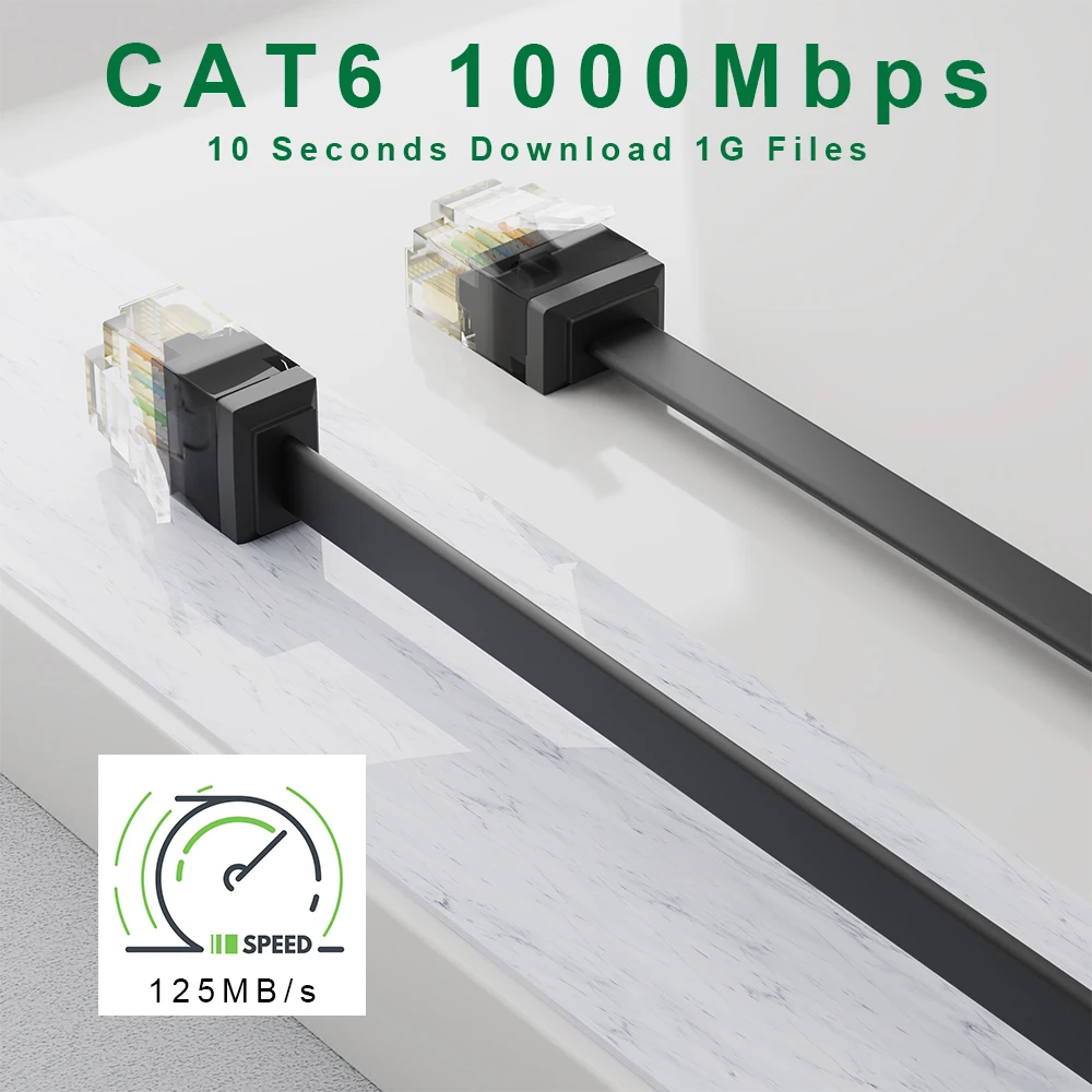 Mr. Tronic Cavo Ethernet Cat 6 da 10m Piatto, Cavo di Rete LAN Cat 6 ad Alta Velocità con Connettori RJ45 Per una Connessione Internet Veloce 1 Gbps - Patch AWG24 | UTP CCA (10 Metri, Nero