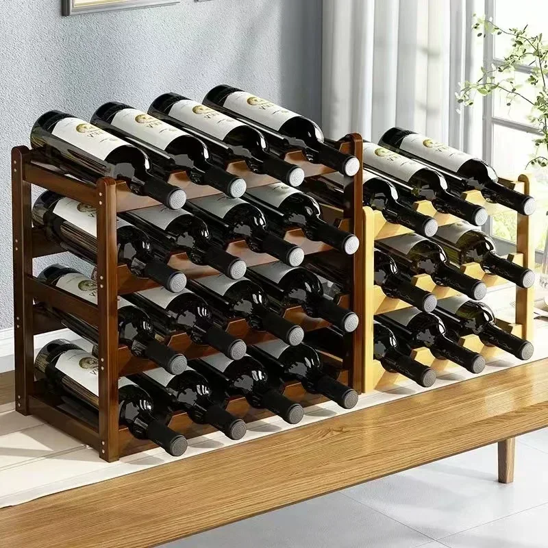Red Wine Rack Decoration Household Grid Wine Display Rack Table Creative WineBottle rack Simple wine Cabinet Assemble StorageRac