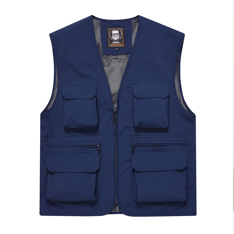 2024 New Large Size Quick-Drying Work Vest Mens Fishing Wear Camping Sleeveless Jacket Outdoor Male Waistcoats Many Multi Pocket