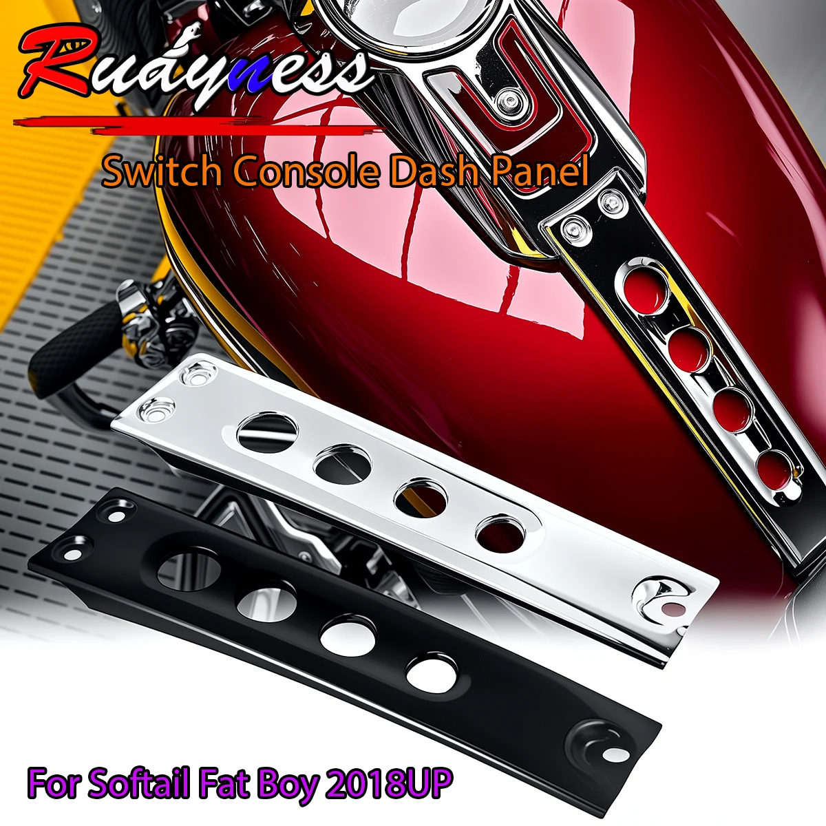 Chrome Black Metal Switch Console Dash Panel For Harley Softail Fat Boy 2018-2025