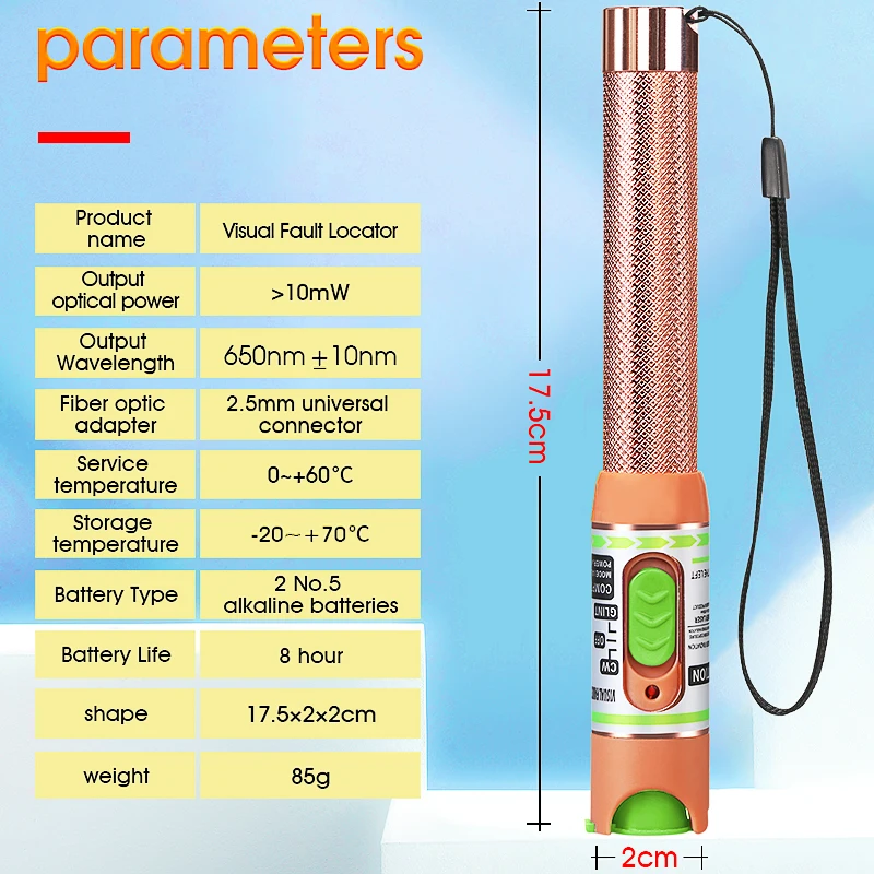 High-Quality Optical Fiber Red Light Source Optic Laser Tester Pen Visual Fault Locator ST FC SC Connector 10KM 30KM 50KM VFL