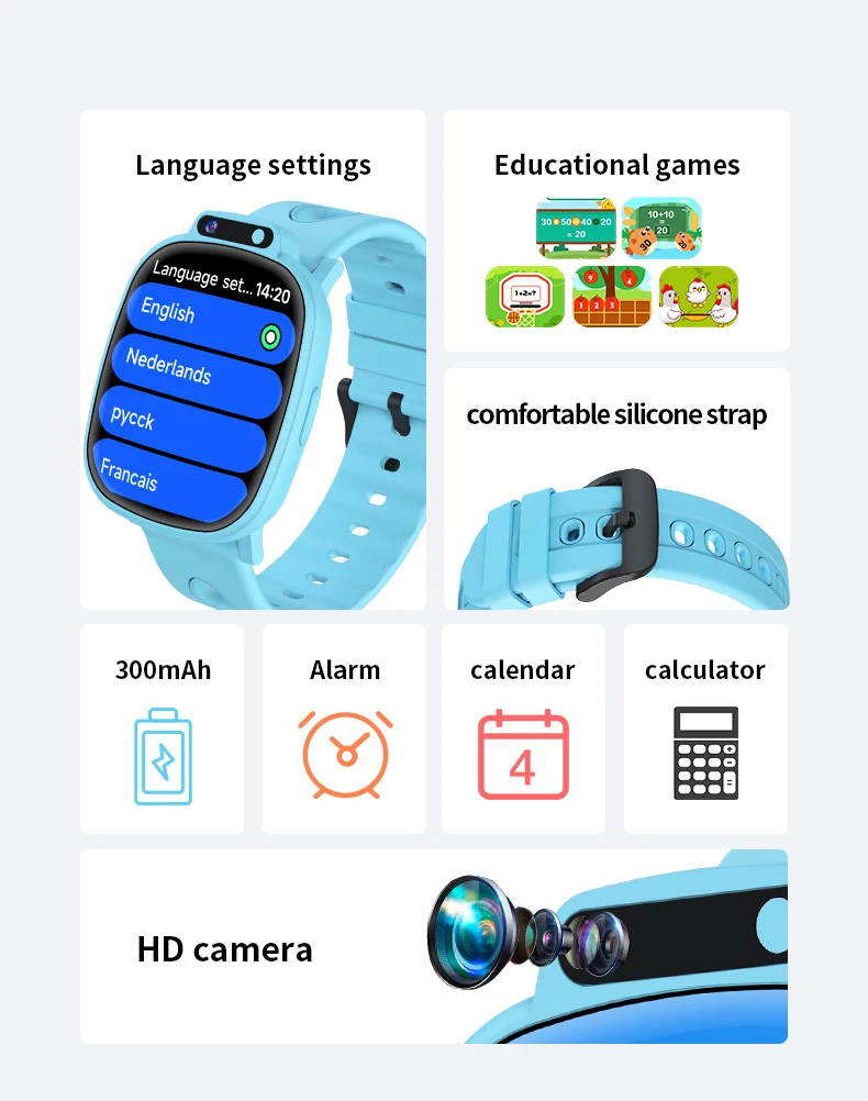 Kinder-Smartwatch H10 mit HD-Display, 12 Spielen, Kamera & Lernfunktionen – für Mädchen & Jungen