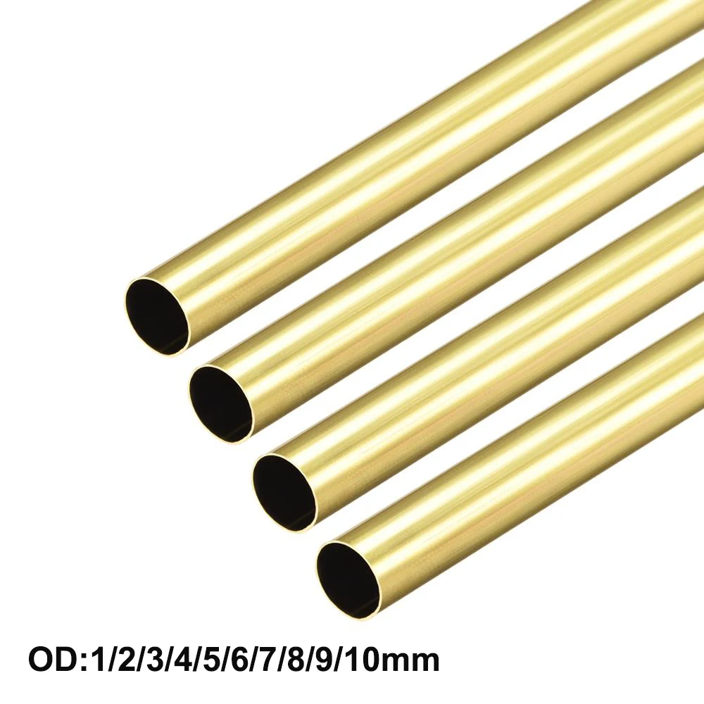 3pcs 1mm 2mm 3mm 4mm 5mm 6mm 7mm 8mm 9mm 10mm OD Brass Round Tube brass tubes 0.2mm ID Seamless Straight Pipe Tubing 300mm Length