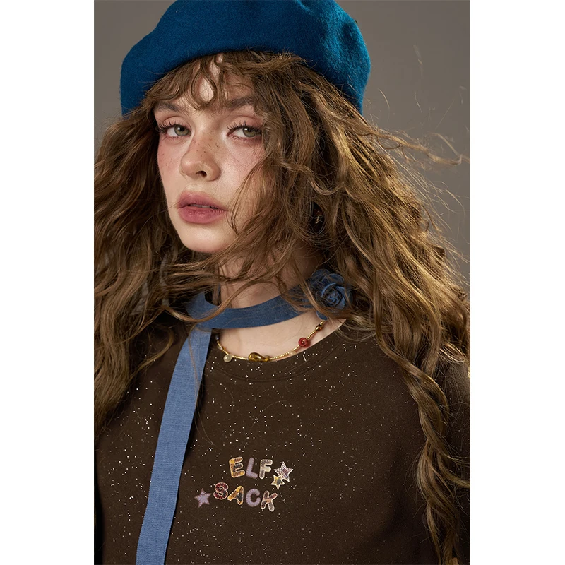 ELFSACK 2025 Women's Casual Colorblock Raglan Sleeve Tee Loose Lightweight Top Autumn New Arrival 5