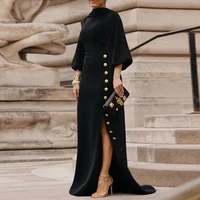 Modigirl Wedding Prom Evening Gown Party Slit Maxi Dresses for Woman 2025 New Lace Up Gold Button Womens Black Autumn Long Dress