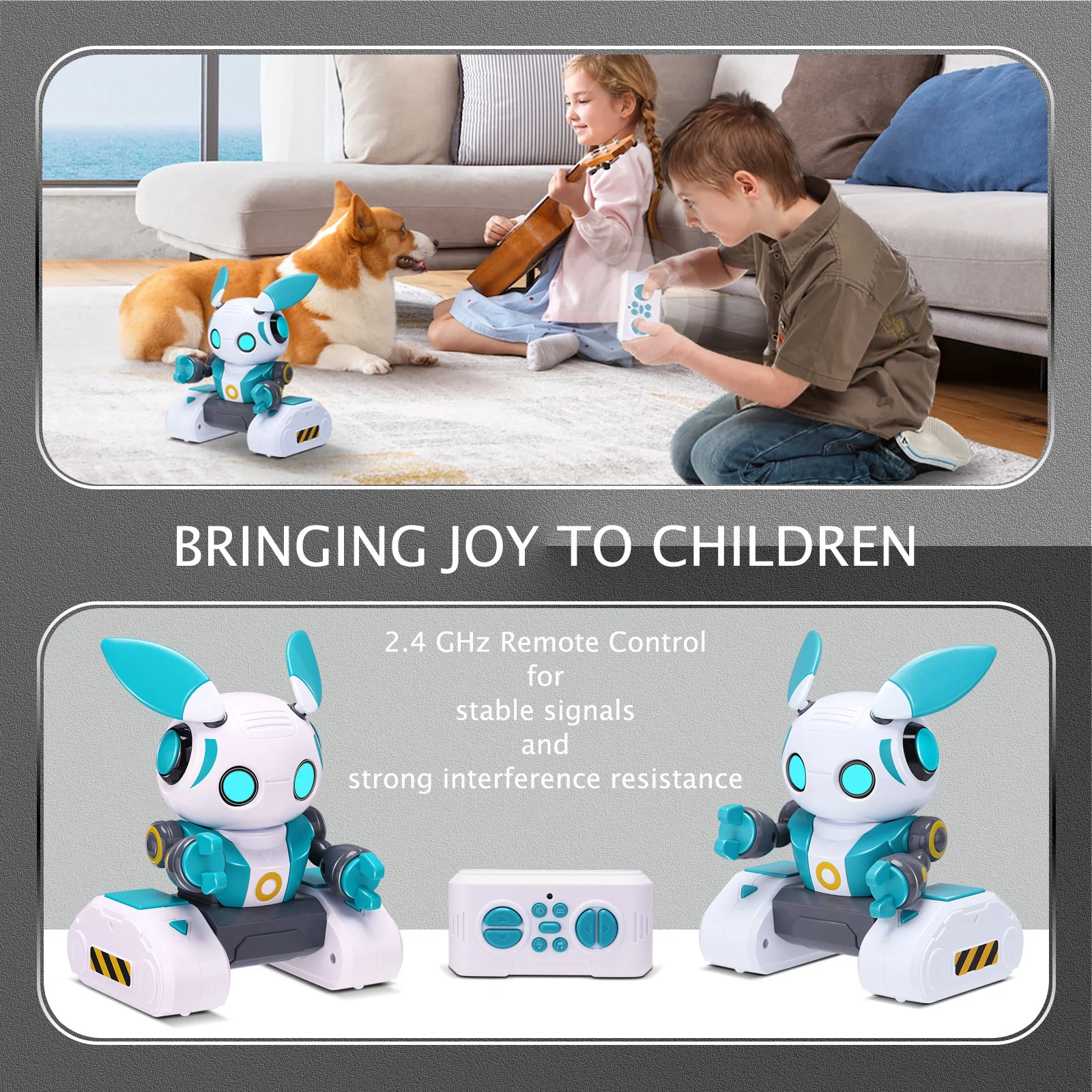Interactive Mini Robot Toy Remote Control-Support Gesture Sensing , Dancing, LED Eyes & Music Simulation Robot Lighting Music