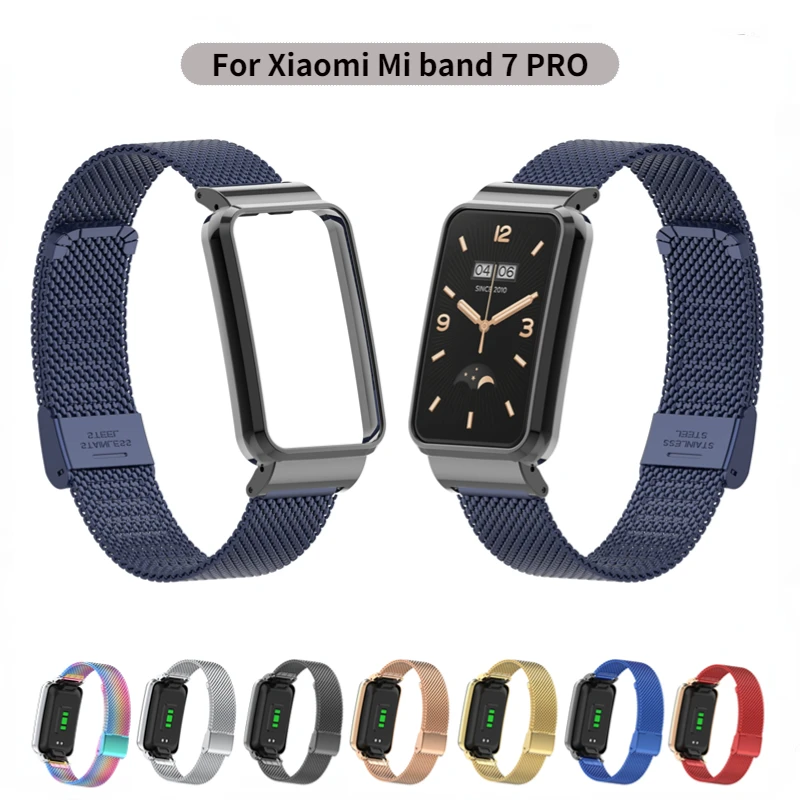 

Milanese Metal Strap + Case For Xiaomi Mi band 7 Pro Sports Smart Bracelet Buckle Replacement Wristband For Mi band 7 Pro Correa