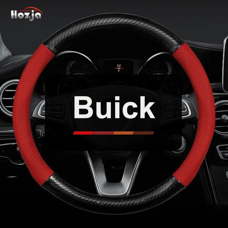 

For Buick Regal 2014 2015 2016 2017 Steering Wheel Cover Breathable Non-slip 12color Carbon Fiber Bicolor Leather Car Accessorie