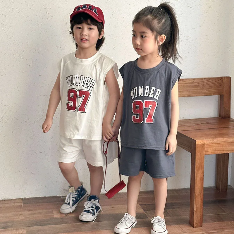 Cotton Summer Sports Set for Kids Boys Girls