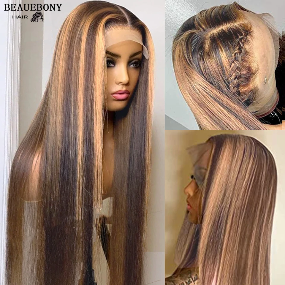 

360 парик на сетке, синтетические парики на сетке, прямые парики для детей, для женщин, парик блонд с хайлайтером, на сетке 13x4 T, прямые волосы с хайлайтером